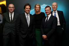 News Corp 'Come together Event' for Business and Media. (L-R) CEO News Corp (US) Julian Clarke, Co- Chairman News Corp, Lachlan Murdoch, Sarah Murdoch, Foxtel Australi,a Richard Freudenstein, CEO News Corp (Australia) Robert Thomson.