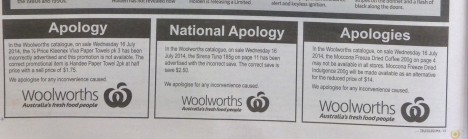 Woolworths道歉抱歉